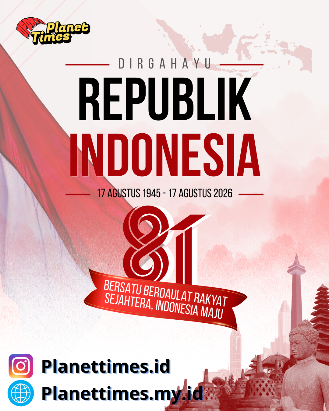 Merah Putih Modern Hari Kemerdekaan Indonesia Instagram Post